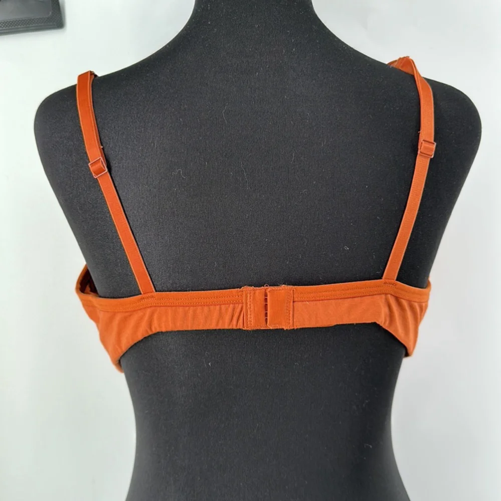 Everlane The Cotton Bralette cognac orange brown lounge comfort light support XL